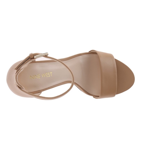 NEW Nine West Nora Nude Genuine Leather Chunky Strap Heels Women’s Size 11M - Picture 4 of 10